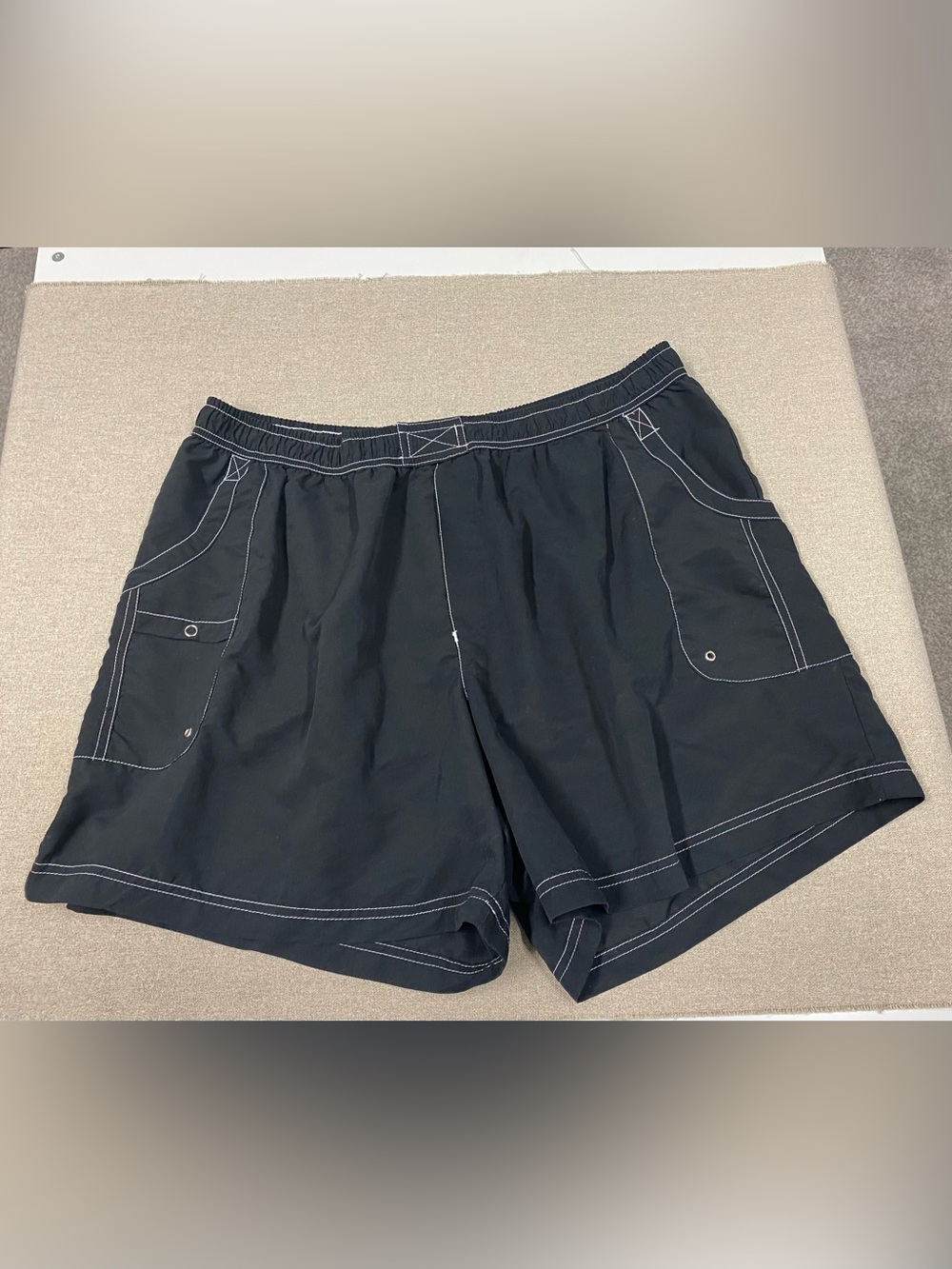 Just My Size Black Swim Trunks with White Contrast Stitching Size 18/20
